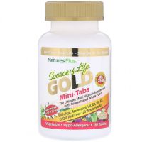 NaturesPlus, Source of Life, Gold, мини-таблетки, мощная мультивитаминная добавка, 180 таблеток