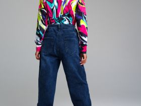 Брюки текстильные джинсовые утепленные флисом для девочек