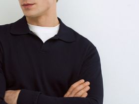 Поло с длинным рукавом, Синий