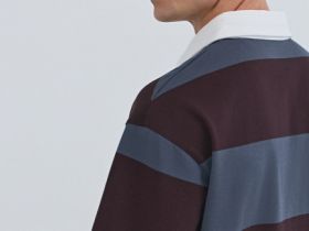 Поло в полоску из хлопка, Фиолетовый