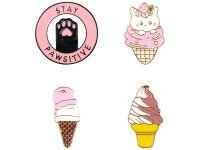 Набор металлических значков MESHU "Sweet cats", эмаль, 4 шт