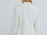 Приталенный двубортный жакет, Белый