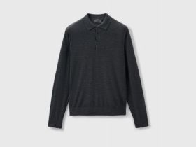 Джемпер поло из шерсти мериноса, Серый