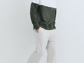 Свитшот колор-блок с надписью, Зеленый