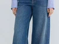 Ультраширокие джинсы с высокой посадкой, Синий