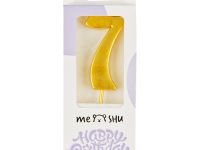 Свеча для торта с держателем MESHU "Цифра 7", 5,2 см, золотая