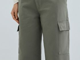 Хлопковые брюки карго с накладными карманами, Зеленый