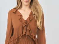 Платье с воланами и завязками, Оранжевый