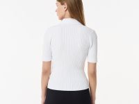 Женский лёгкий свитер Lacoste с коротким рукавом и воротником-поло