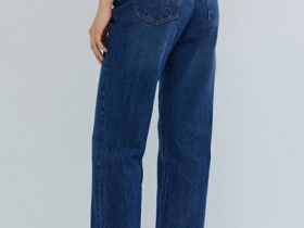 Прямые джинсы с высокой посадкой, Синий