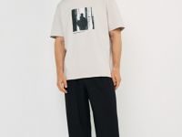 Футболка с принтом и патчем, Белый