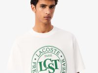 Мужская футболка Lacoste из плотного хлопка с принтом