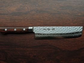 Нож Накири (шинковочный) 160 мм, Sakai Takayuki, сталь VG-10 Damascus 17 слоев, рукоять pakka wood