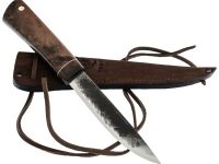 Нож Северный средний, сталь Х12 МФ, рукоять коричневая карельская береза, с откованным долом