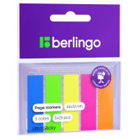 Флажки-закладки Berlingo "Ultra Sticky", 44*12 мм, 25 л*5 неоновых цветов, европодвес