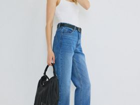 Прямые джинсы из плотного денима, Синий