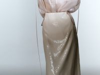 Прямая юбка с пайетками, Бежевый