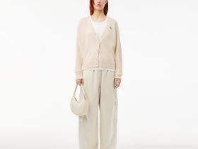 Женский шерстяной кардиган Lacoste с v-образным вырезом