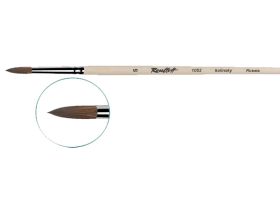 Кисть колонок №7 круглая Roubloff "1052" длинная ручка п/лак