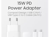 Зарядное устройство Samsung EP-T1510XWEGEU USB-C с кабелем USB-C 15 Вт Белое