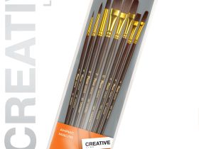 Набор кистей бордовая синтетика Pinax "CREATIVE" АССОРТИ 8 шт, длинная ручка