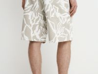 Шорты из твила с принтом, Бежевый