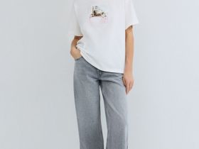 Футболка оверсайз с принтом, Белый