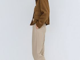 Зауженные брюки с поясом, Бежевый