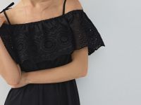 Сарафан из хлопка с объёмной оборкой, Черный