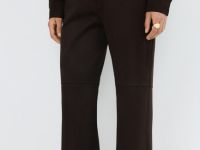 Прямые брюки из искусственной замши, Коричневый