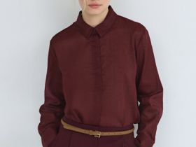 Полупрозрачная рубашка из хлопка и рами, Фиолетовый