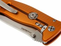 Нож складной LionSteel SR2A OS Mini, сталь Uddeholm Sleipner® Satin Finish, рукоять алюминий (Solid®), оранжевый