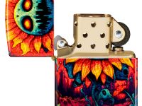 Зажигалка ZIPPO Spooky Sunflower с покрытием 540 Tumbled Brass, латунь/сталь, разноцветная, 38x13x57 мм