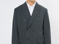 Двубортный пиджак в полоску O'STIN x Яндекс Книги, Серый