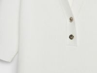 Джемпер в рубчик с воротником-поло, Белый