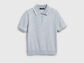 Базовый джемпер поло с коротким рукавом, Серый