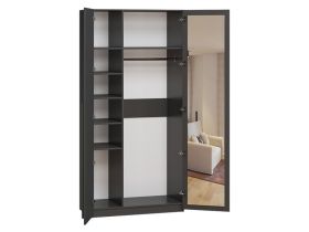 Распашной шкаф Кимбол 2-100x210 Черный с зеркалом