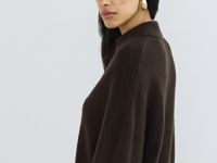 Джемпер поло из пушистой пряжи, Коричневый