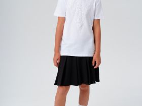 Блузка трикотажная с кружевом для девочки