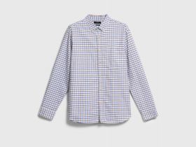 Рубашка в клетку из хлопка оксфорд, Бежевый