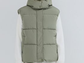 Утеплённый жилет с капюшоном, Желтый