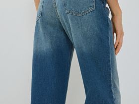 Широкие джинсы с высокой посадкой, Синий