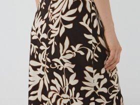 Юбка миди изо льна, Коричневый