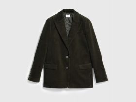 Однобортный жакет из вельвета, Зеленый