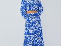 Укороченная блузка с принтом, Синий