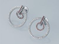 Пусеты из белого золота с бриллиантами и гранатами э4006пс07240370