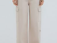 Хлопковые брюки карго с накладными карманами, Бежевый