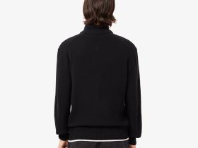 Мужской шерстяной свитер Lacoste на молнии с высоким воротом