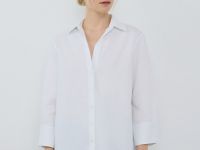 Рубашка из хлопка с рукавом 3/4, Белый