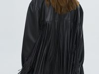 Рубашка из искусственной кожи с бахромой, Коричневый